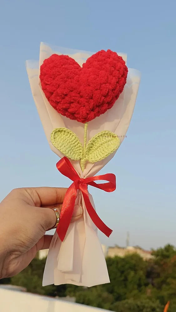 Knotsngifts Crochet Heart Plushie Bouquet