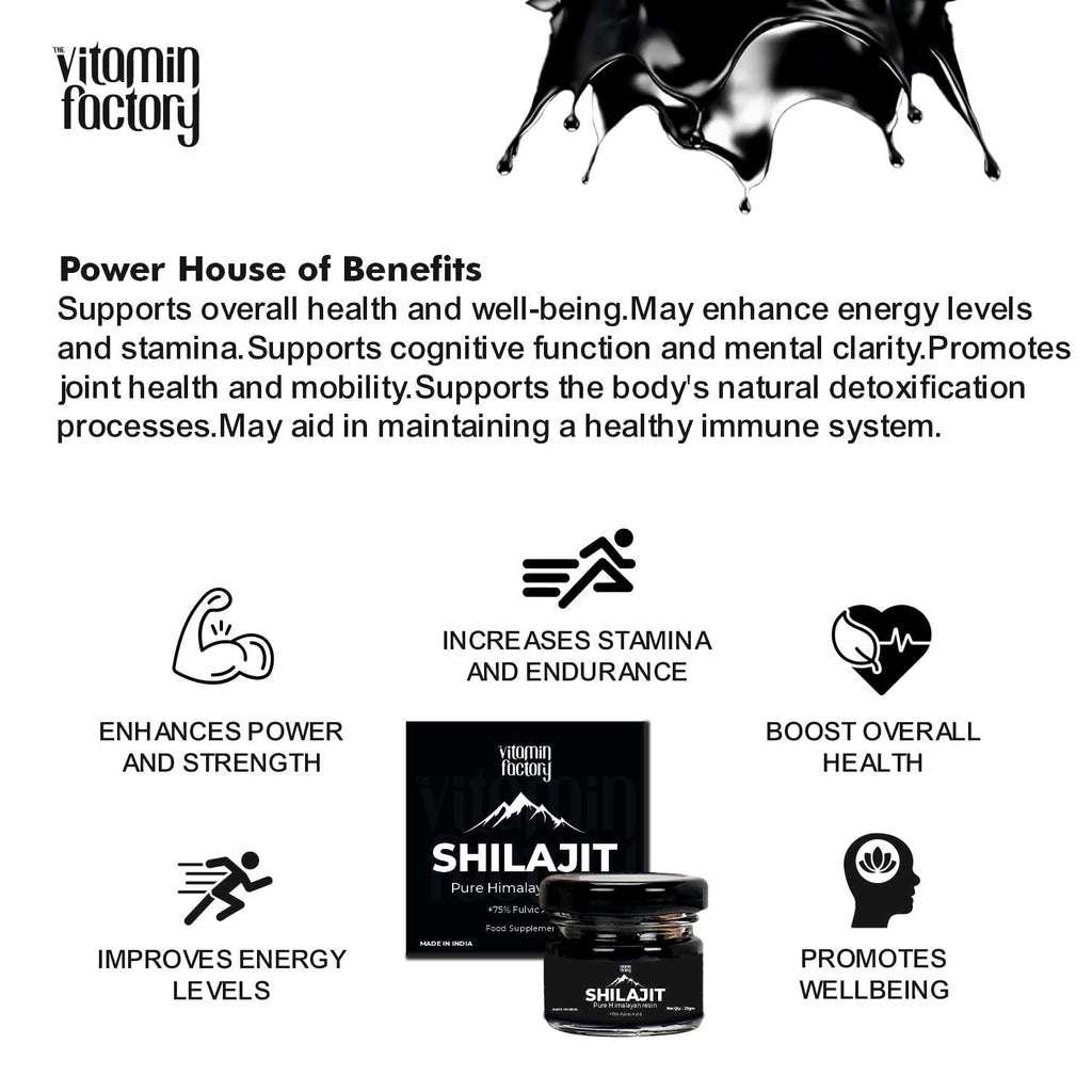 The Vitamin Factory Premium Himalayan Shilajit Resin +75% Fulvic Acid Natural Energy Booster 25g