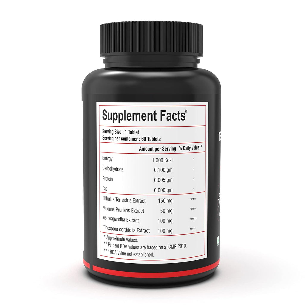 NutritJet Testosterone Booster for Men - Muscle Growth, Strength, Stamina & Performance - 60 Veg Tablets