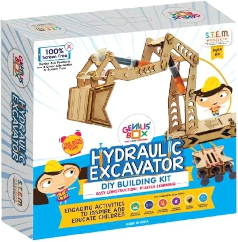 Genius Box Hydraulic Excavator DIY Science Kit for 8+ Year Age, STEM Toy, Learning Kit, Educational and Construction Kit