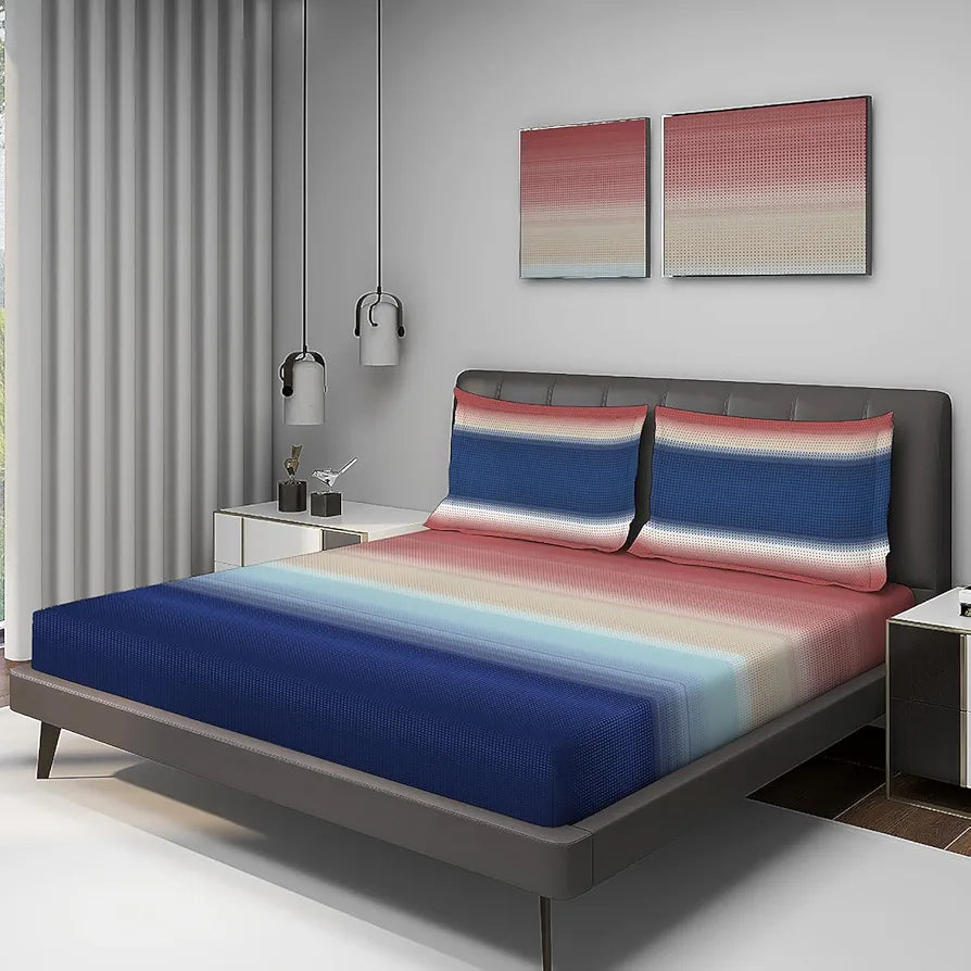 Layers Durathread Bedsheet Set for All Seasons Lightweight Moisture Absorbent Machine Washable & Easy to Care 225 CVC King Size Multicolor3