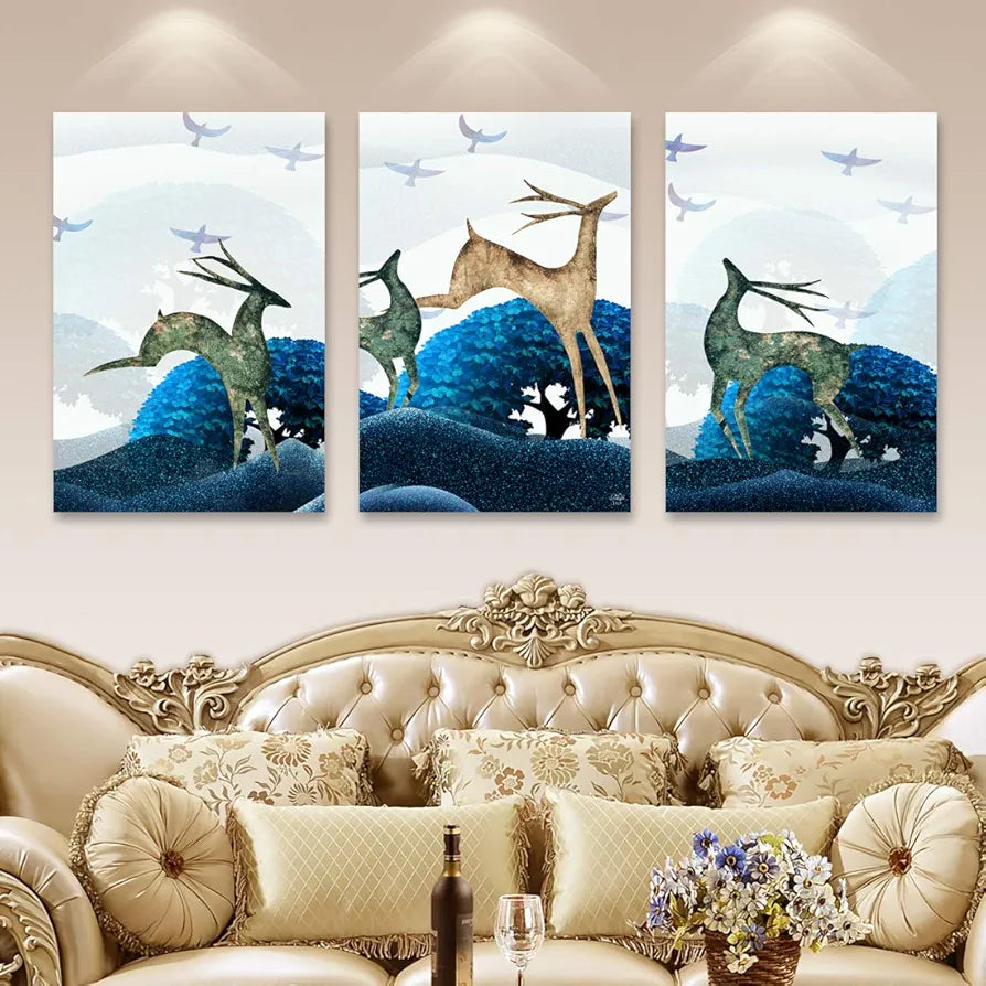 Rangoli MDF 3 Pcs Wall Poster 12x18 Inch Decorative Wall Art P-4 Design-24