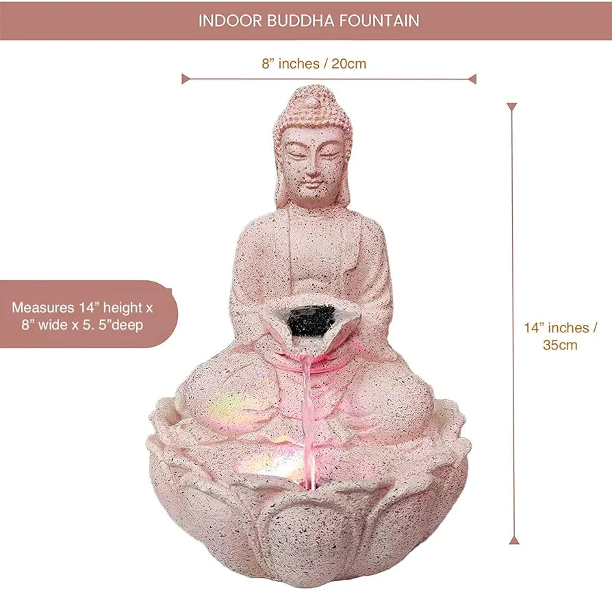 Alila Rose Gold Buddha Statue Statues Water Fountain for Living Room 14inches