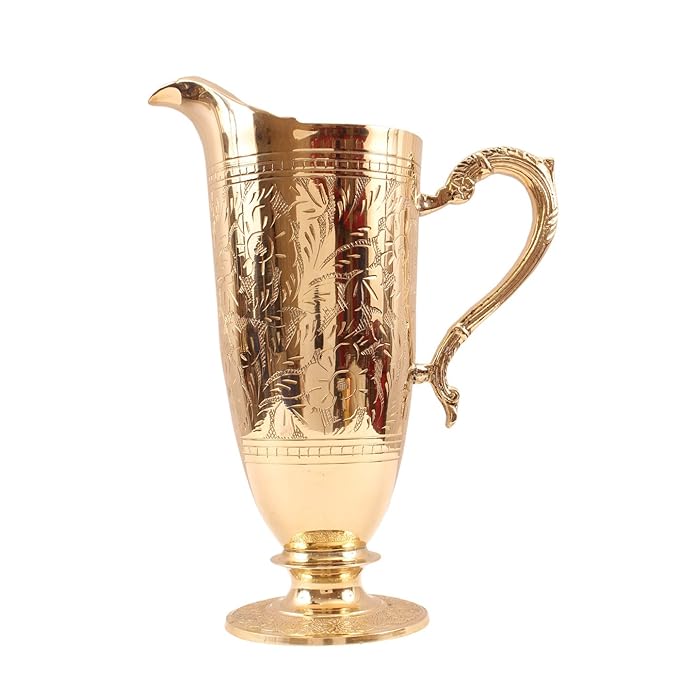 Indian Art Villa Brass Jug Pitcher Handmade Designer - 1510 gms