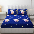 Fresh From Loom Bed Sheet Cartoon Printed Double Bedsheets King Size for Kids with 2 Pillow Cover 144 TC Dinosaur Blue