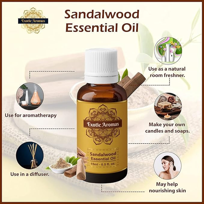 Exotic Aromas Sandalwood Oil - 15 ml (Pack of 2)
