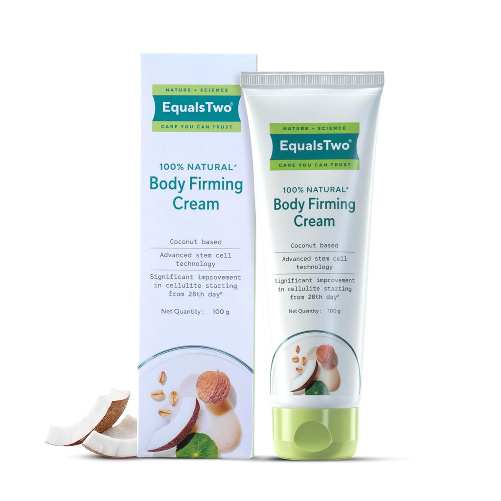 EQUALSTWO by Zydus Body Firming Cream, Anti-Cellulite Cream for Skin Tightening & Elasticity, Enriched with Vitamin C, Shea Butter, Logan Fruit, & Lotus Flower Extract, PH 5.5, Dermatologically Tested, 100ml (Pack 1)