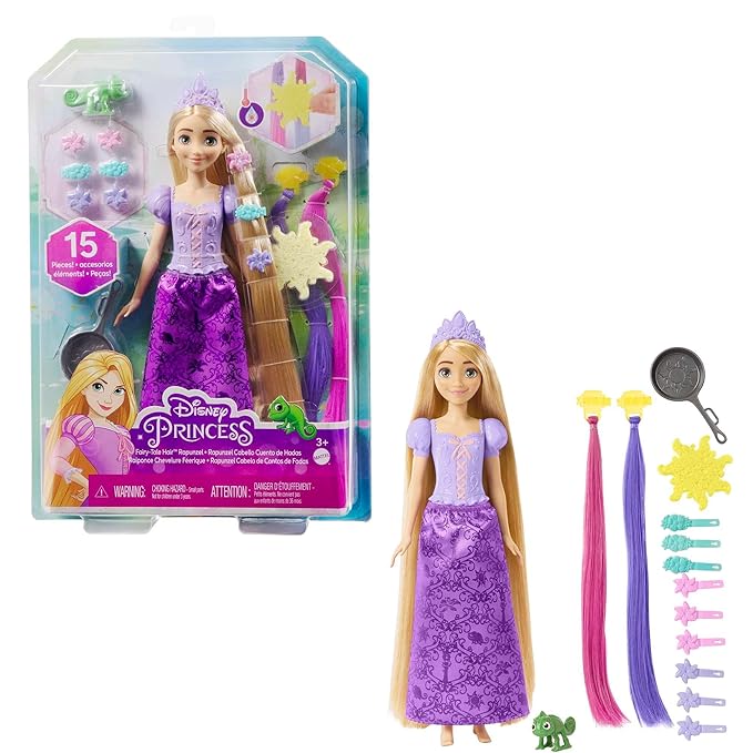 Mattel Disney Princess Toys Rapunzel Doll with Color-Change Hair Extensions