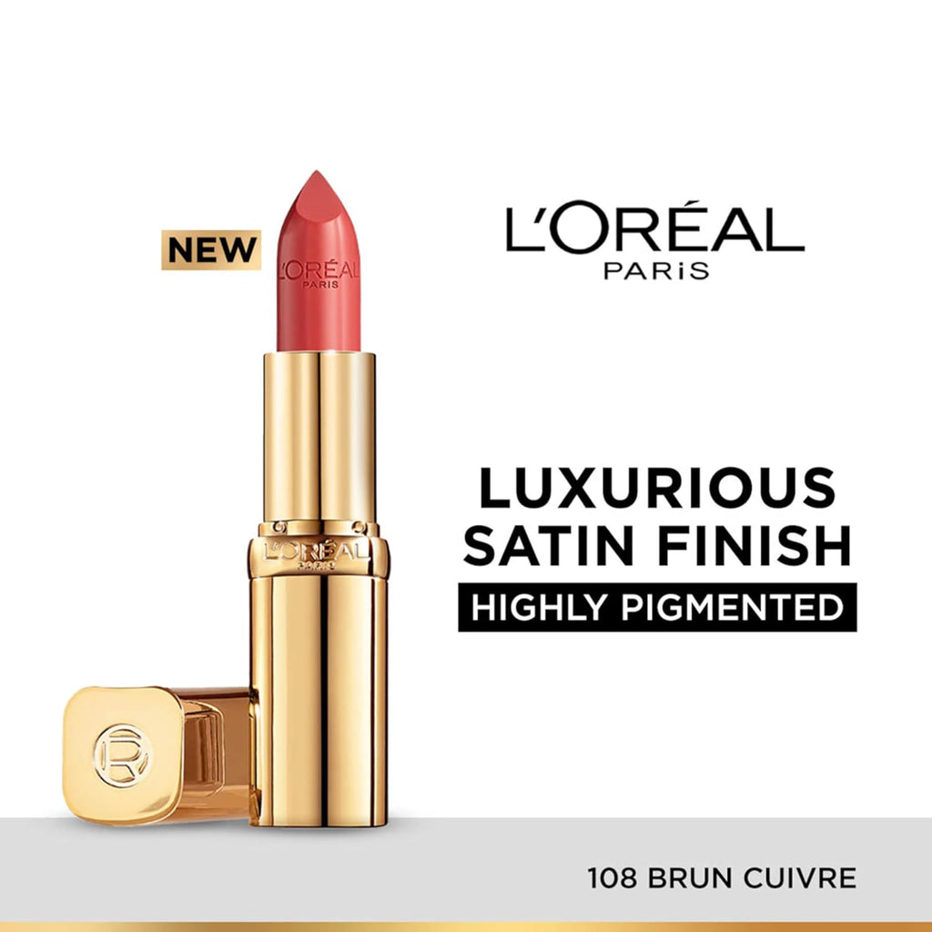 Lâ€™OrÃ©al Paris Color Riche Satin Lipstick- 108 Cuirve, 4.3 gm