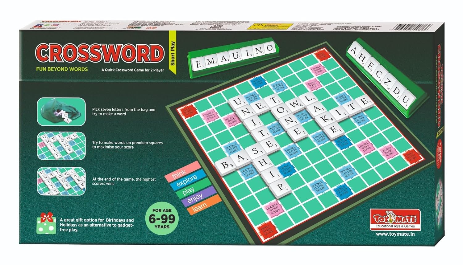 Toymate Crossword Board Game for Kids & Adults