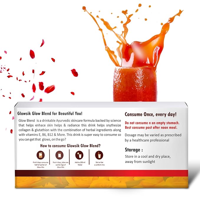 Glowsik Healthy Skin Glow Blend, Ayurvedic Beauty Supplement for Healthy, Glowing Skin - 30 Sachets