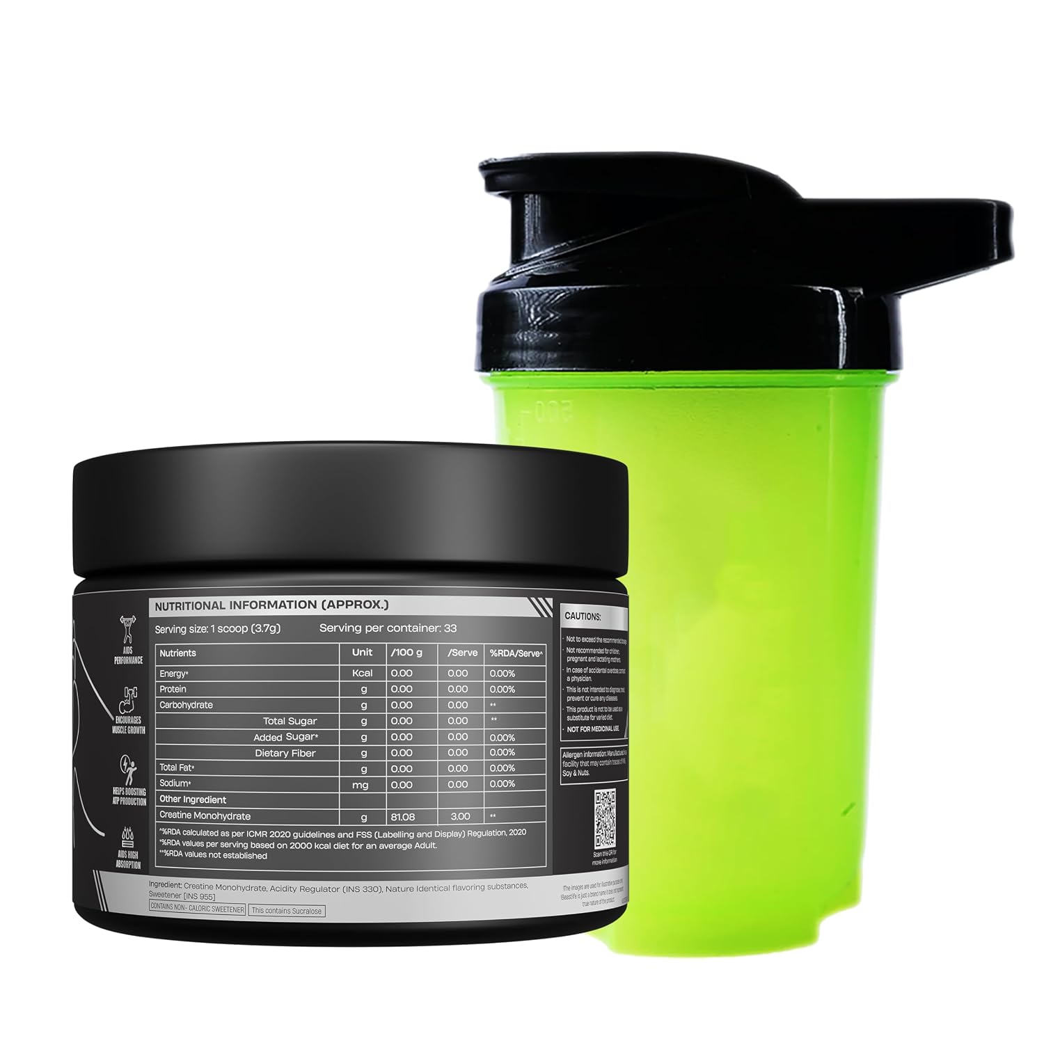 BeastLife Micronised Creatine Monohydrate with Free Shaker | 125g | 33 Servings | Shikanji | NABL Lab Tested | Rapid Absorption for Muscle Strength & Athletic Performance | Super Micronised Creatine Powder