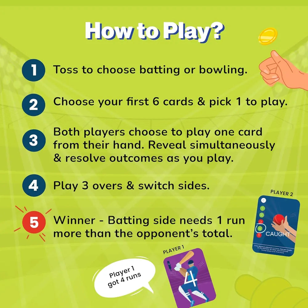 Binca Qwicket Cricket Card Game – Fast & Fun Indoor Cricket Game for Kids & Family