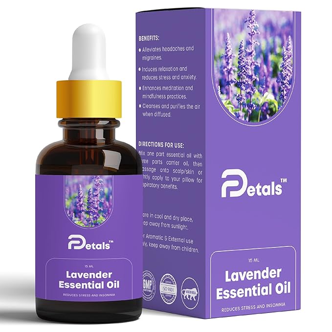 DPetals Lavender Essential Oil for Balance Wellness Relaxation Skin Care - 15 ml