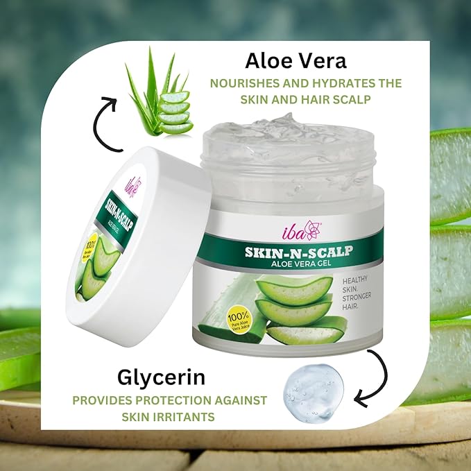 Iba Skin - N - Scalp Aloe Vera Gel for Face, Skin & Hair - 100 Gms