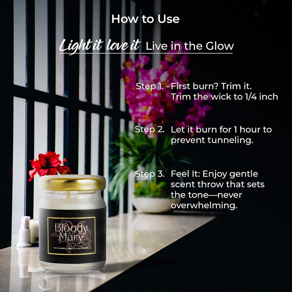 Bloomastra Bloom Bloody Mary Soy Wax Candle | Smoke-Free Small Jar Candle | Long-Lasting Scented Candle for Home Decor, Gifting & Aromatherapy (Size: 4.4x4.4x6 cm)