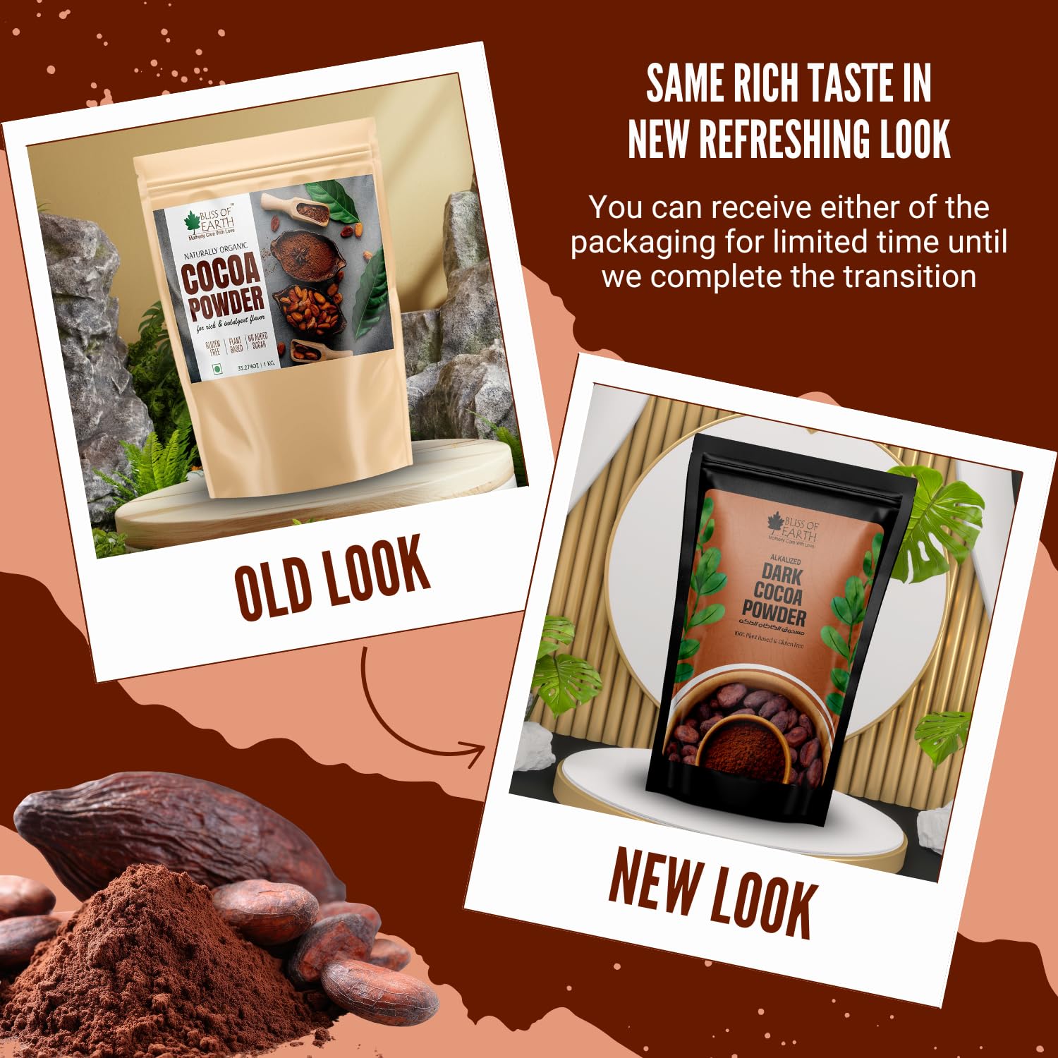 Bliss of Earth Naturally Organic Dark Cocoa Powder 1kg for Chocolate Cake Making & Chocolate Hot Milk Shake, Unsweetened
