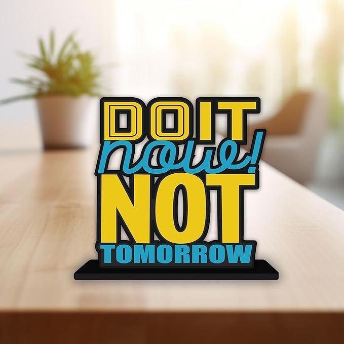 Artvibes Wooden Idols and Figurine Do It Now Not Tomorrow Quotes Table Decor for Office Desk Alphabet Showpiece