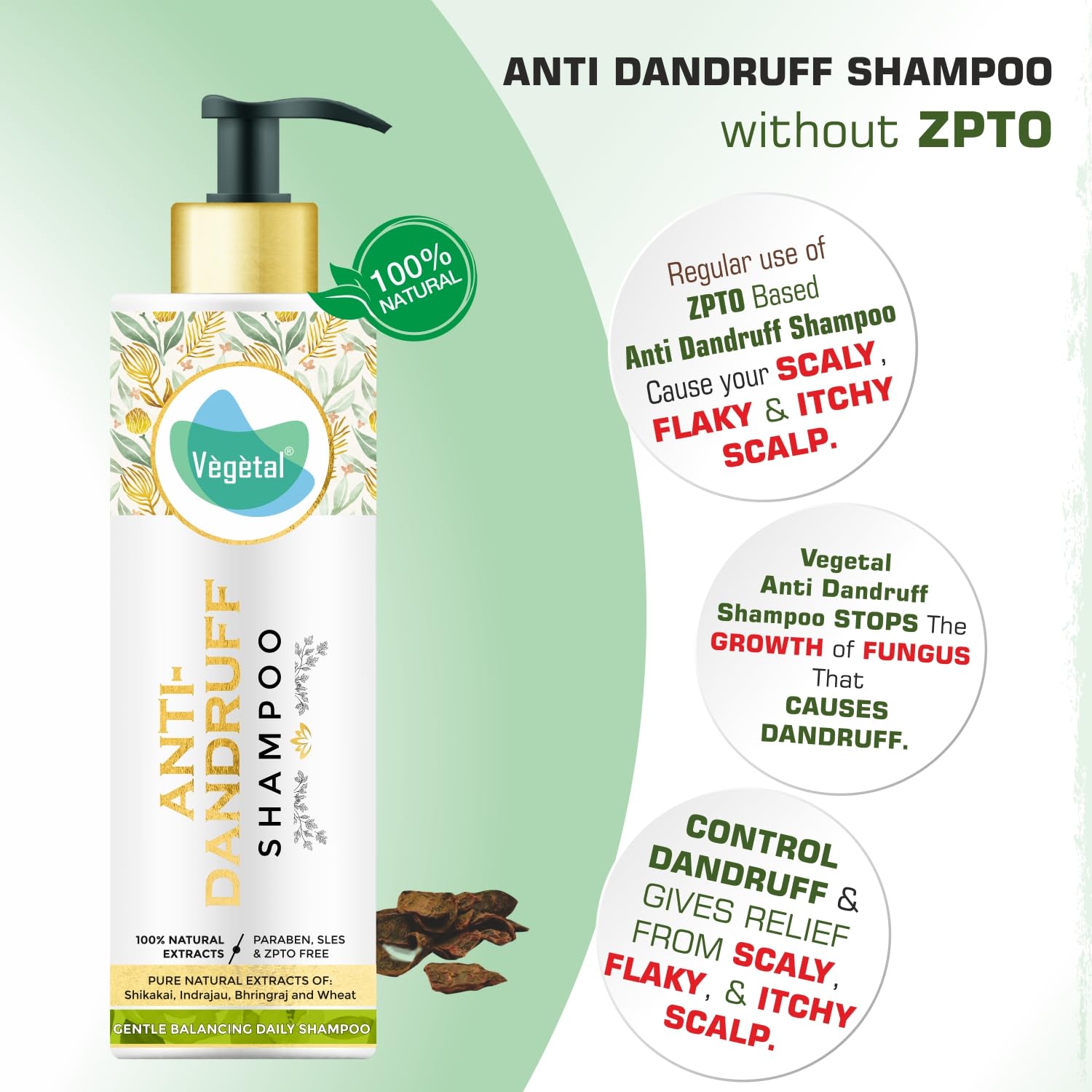 Vegetal Anti-Dandruff Shampoo - 200 gms
