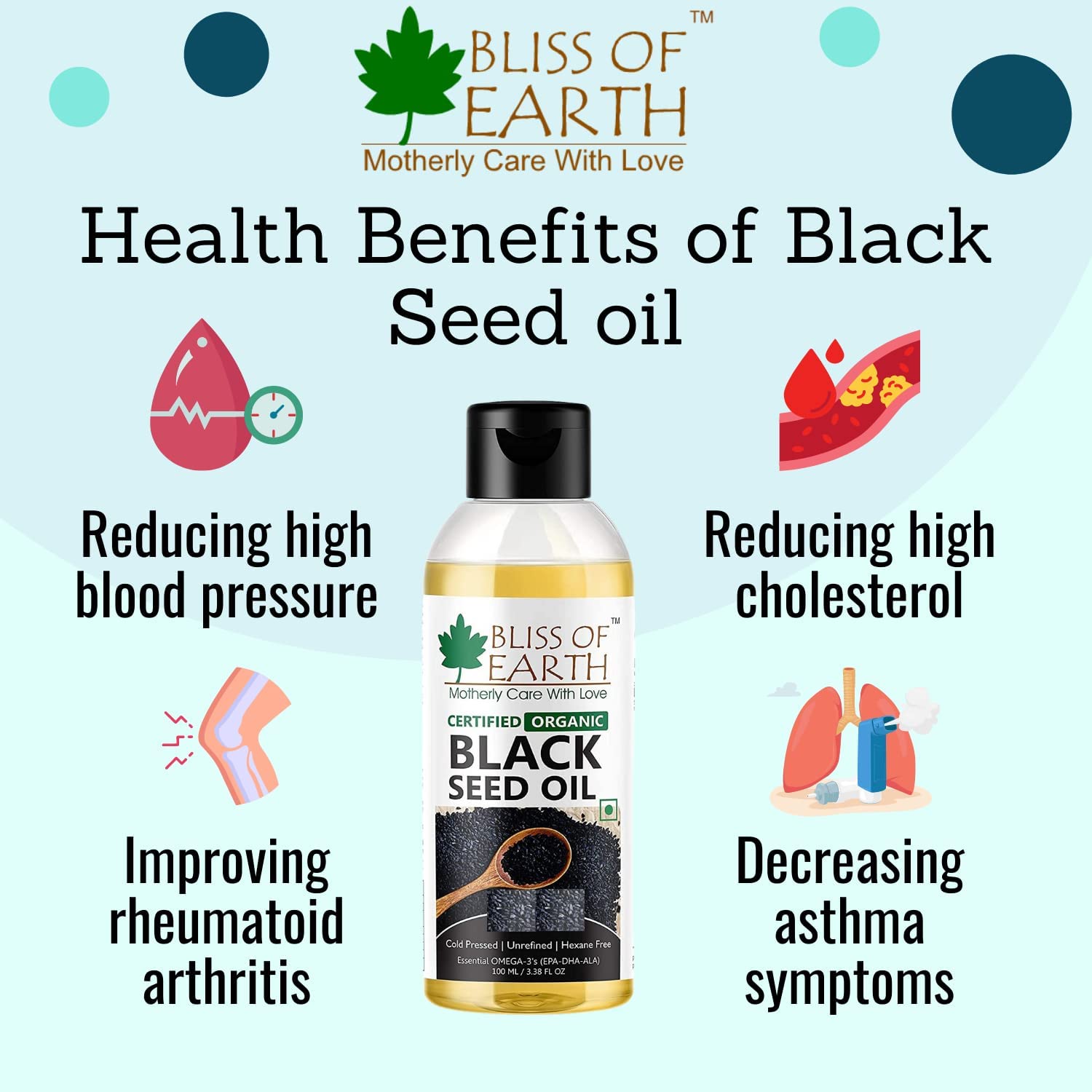 Bliss of Earth 100ML Certified Organic Black Seed Oil+Organic Sesame Oil 100ML. Coldpressed & Unrefined (Pack of 2)