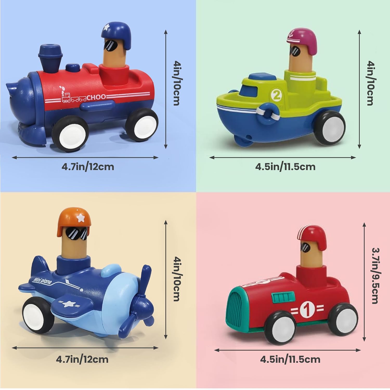 Kidology Pull-Back Vehicle Toys Cars for Toddlers Friction-Powered