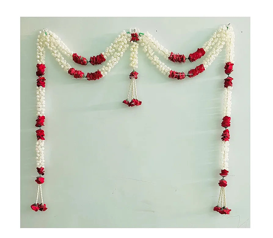 Artificial Jasmine and Roses Door Toran Double Line with Clustered/tassle stings