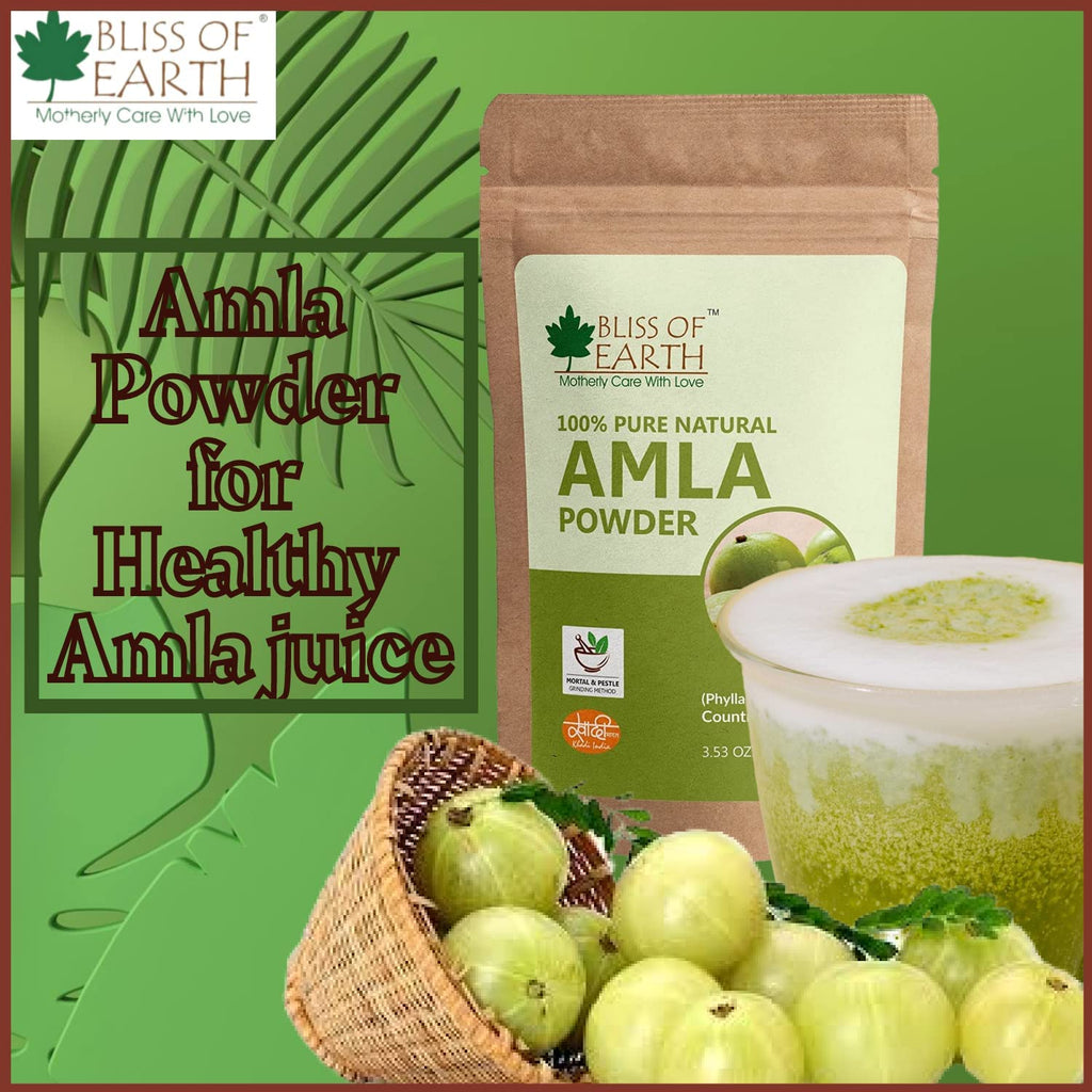 Bliss of Earth Amla Powder 453GM Organic For Eating Drinking & Hair Growth Pack of 2