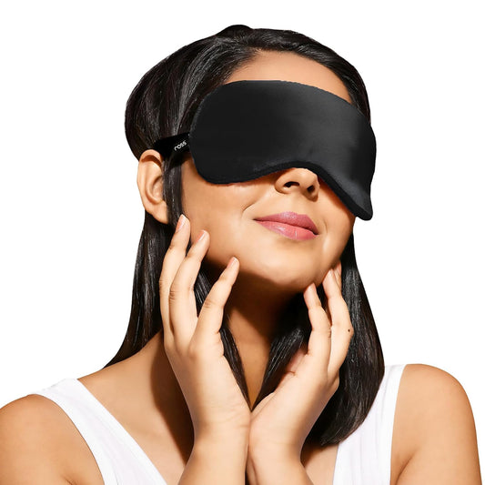 Ross Breathable Fabric Sleep Eye Mask – Ultra-Soft, Smooth & Cozy with Adjustable Strap for Ultimate Comfort, Light Blocking & Deep Sleep – Perfect for Travel, Meditation, Naps, Relaxation & Stress Relief - Black