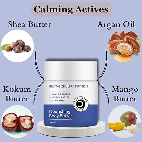 Dermistry Moisturizing Body Butter for Dry & Very Dry Sensitive Skin Body Cream Lotion - 100 ml