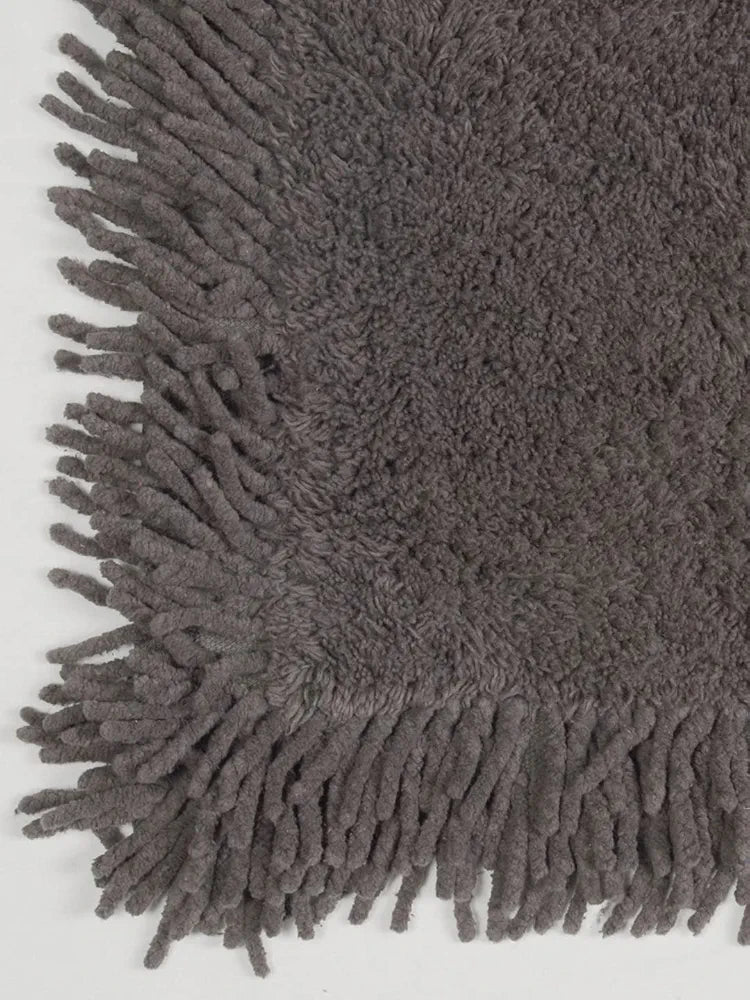Saral Home Easy Living Cotton Shaggy Mat Colour Dark Grey