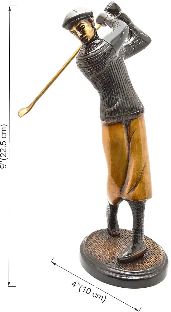 Two Moustaches Golfer Shot Brass Showpiece Figurine