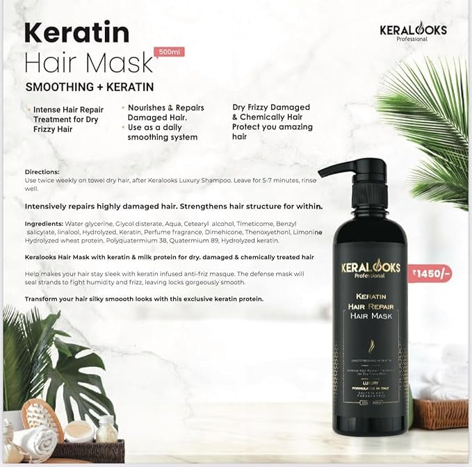 Keralooks Professional Smoothing Plus Keratin Hair Mask Damaged Hair - 500 ml