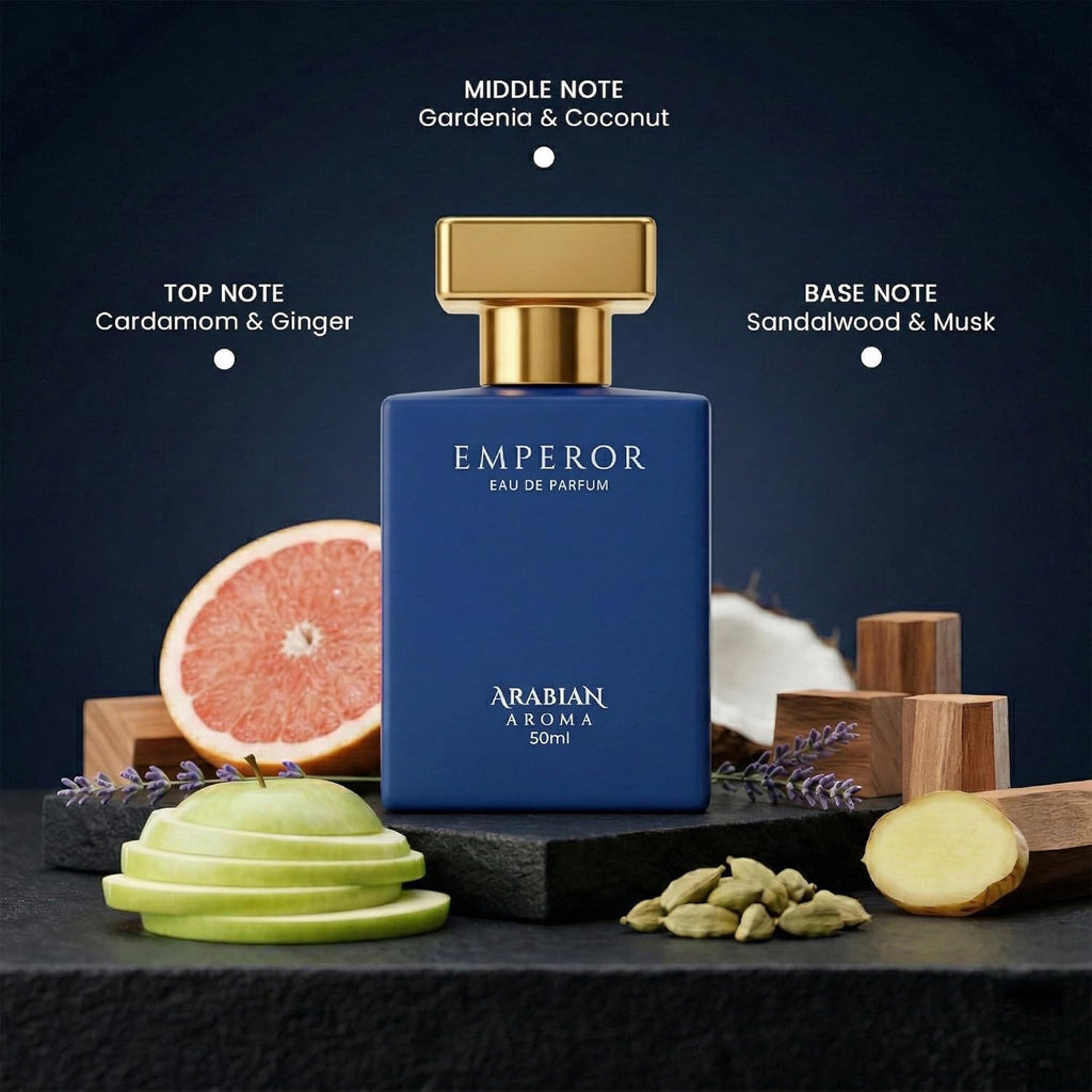Arabian Aroma Emperor Eau de Parfum, Fresh Citrus, Lavender & Tonka Bean Long Lasting Luxury Perfume, 50ml.