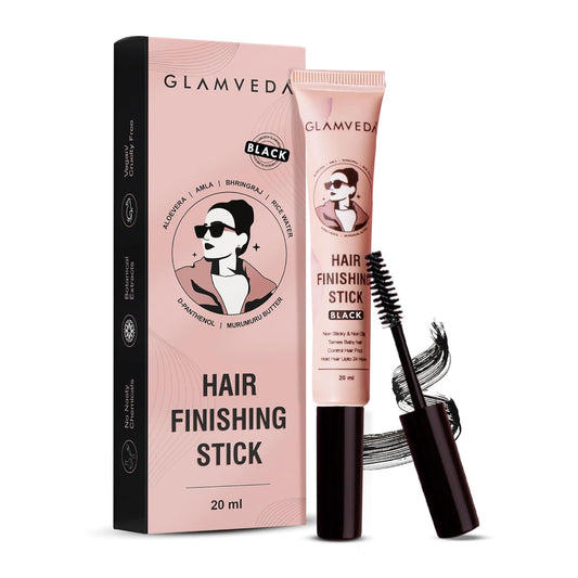 GLAMVEDA Black Hair Finishing Stick for Frizzy Hair | Anti-Frizz Hair Fix Stick for Flyaways & Baby Hair | Non-Sticky & Non-Greasy Formula | Long-Lasting Hold with Rice Water | 20ml
