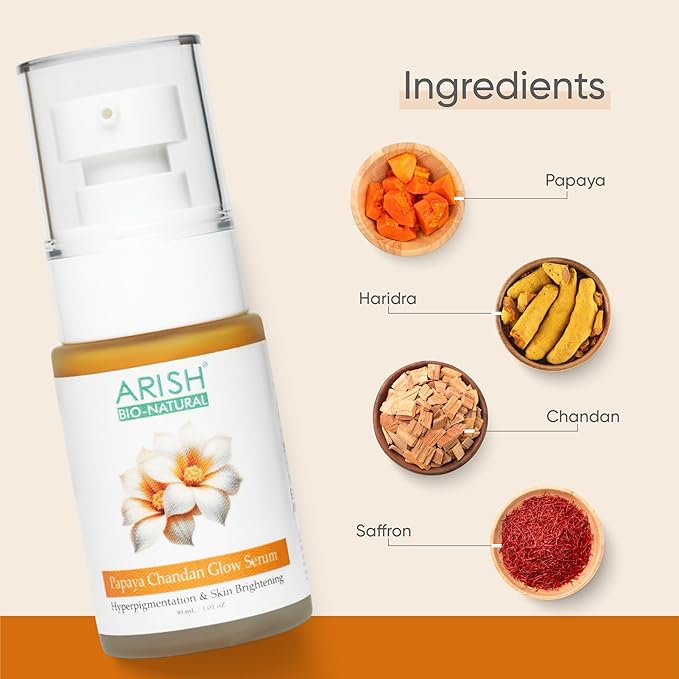 Arish Bio Natural Papaya Chandan Glow Serum - 30 Ml