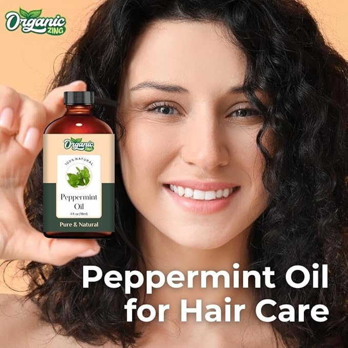 Organic Zing Peppermint Arvensis Essential Oil Pure & Natural for Skin, Face, Hair Care - 118 Ml