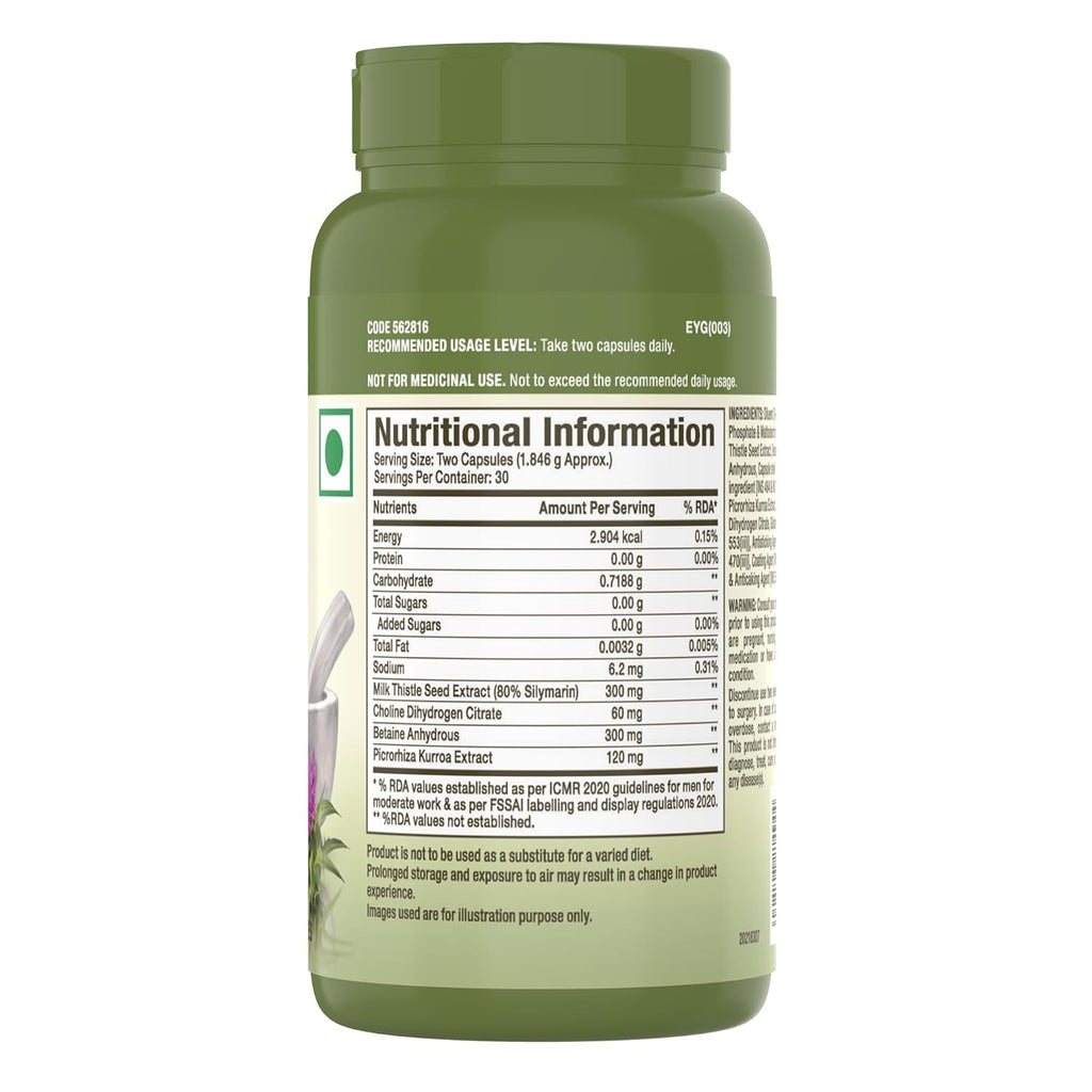 GNC Herbal Plus Liver Support With Milk Thistle & Picrorhiza | 60 Capsules | Cleanses Liver | Protects Liver Health | Facilitates Fat Metabolism | Provides Antioxidant Support | Formulated in USA