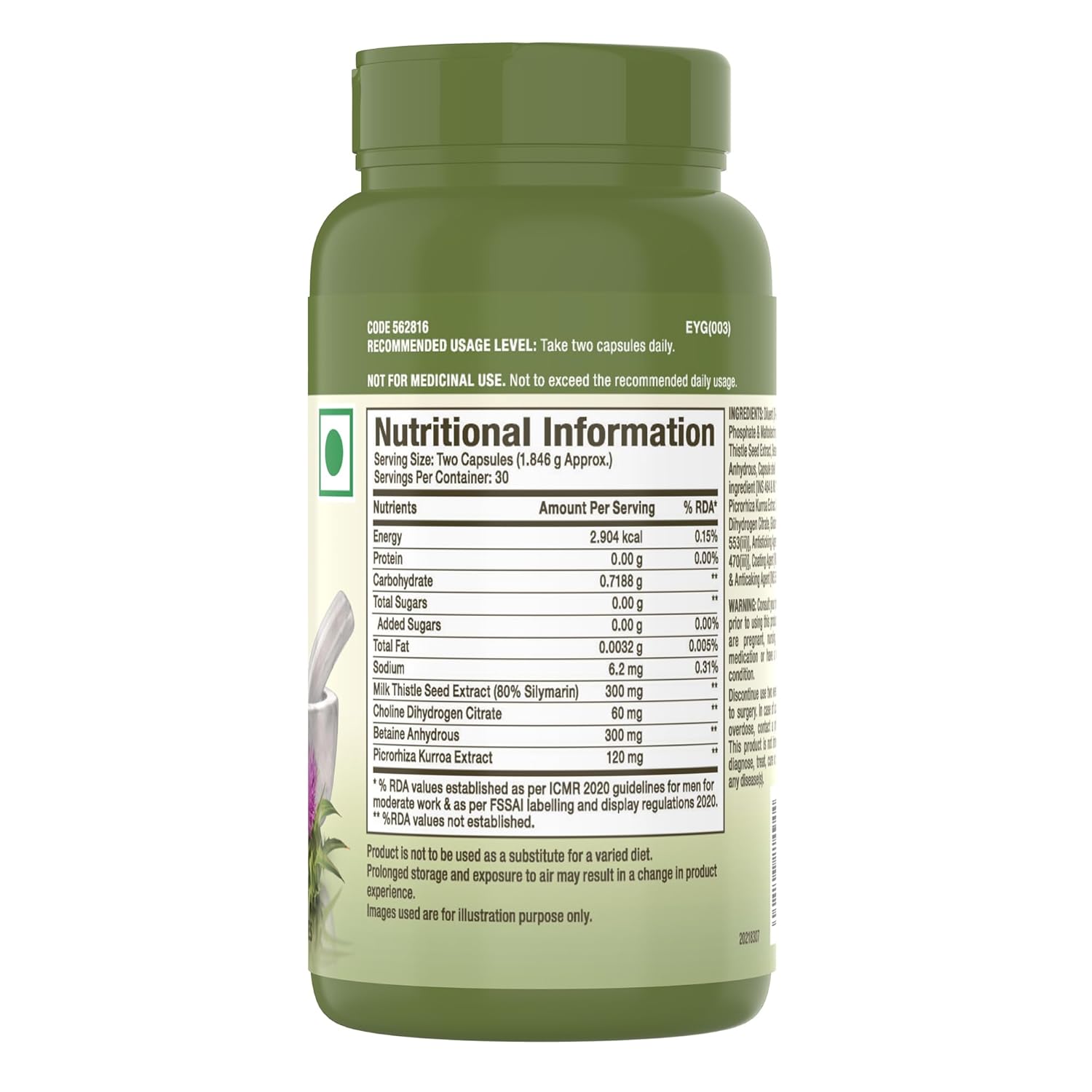GNC Herbal Plus Liver Support With Milk Thistle & Picrorhiza | 60 Capsules | Cleanses Liver | Protects Liver Health | Facilitates Fat Metabolism | Provides Antioxidant Support | Formulated in USA