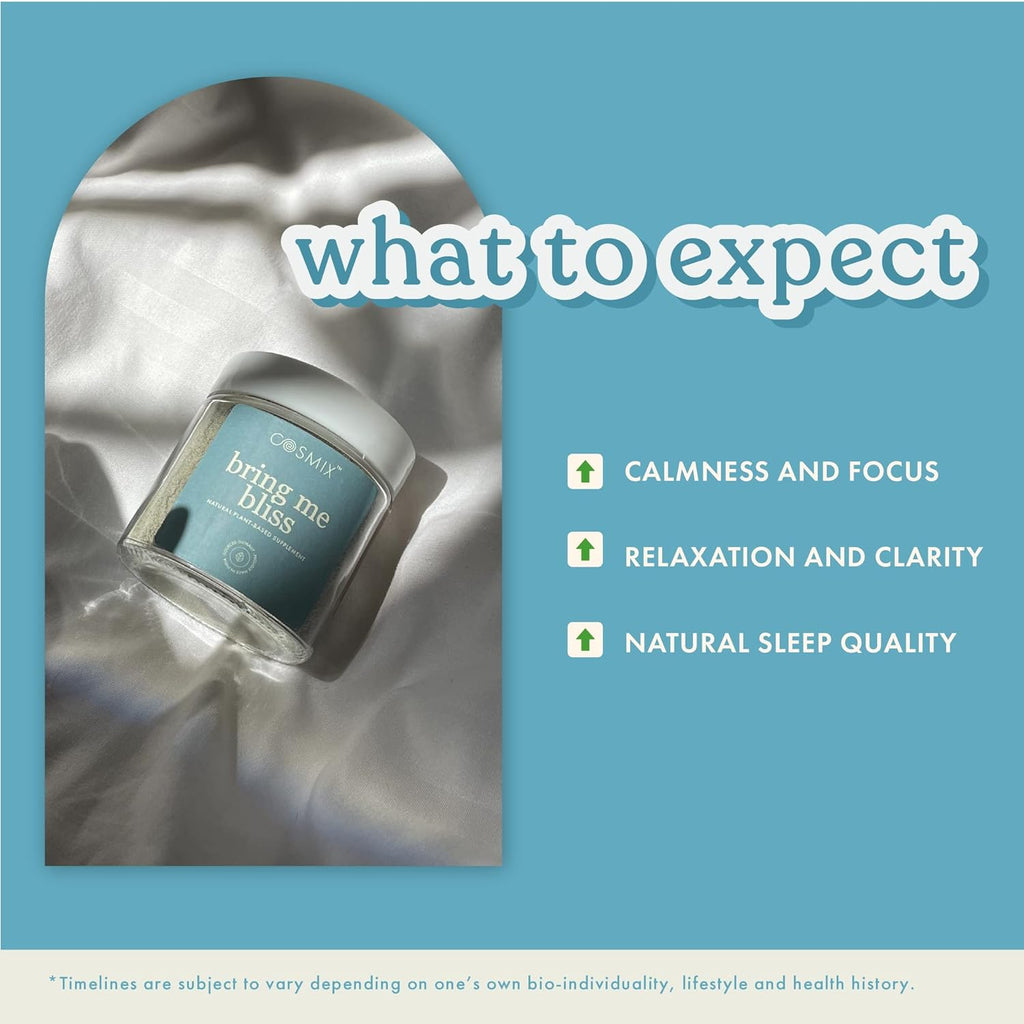 Cosmix Bring Me Bliss|For Relaxation & Focus|Helps De-Stress|Blue Spirulina & Ashwagandha Superfood Powder|60g (40 servings)|No Artificial Colour,No Preservatives,No Added Sugar|Plant Based