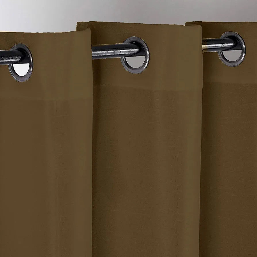 Divine Casa Premium Micro Satin Semi Blackout Door Curtains Solid Design Size 7 Feet Elegant Look & Light Control Colour Golden Brown (Pack of 2)