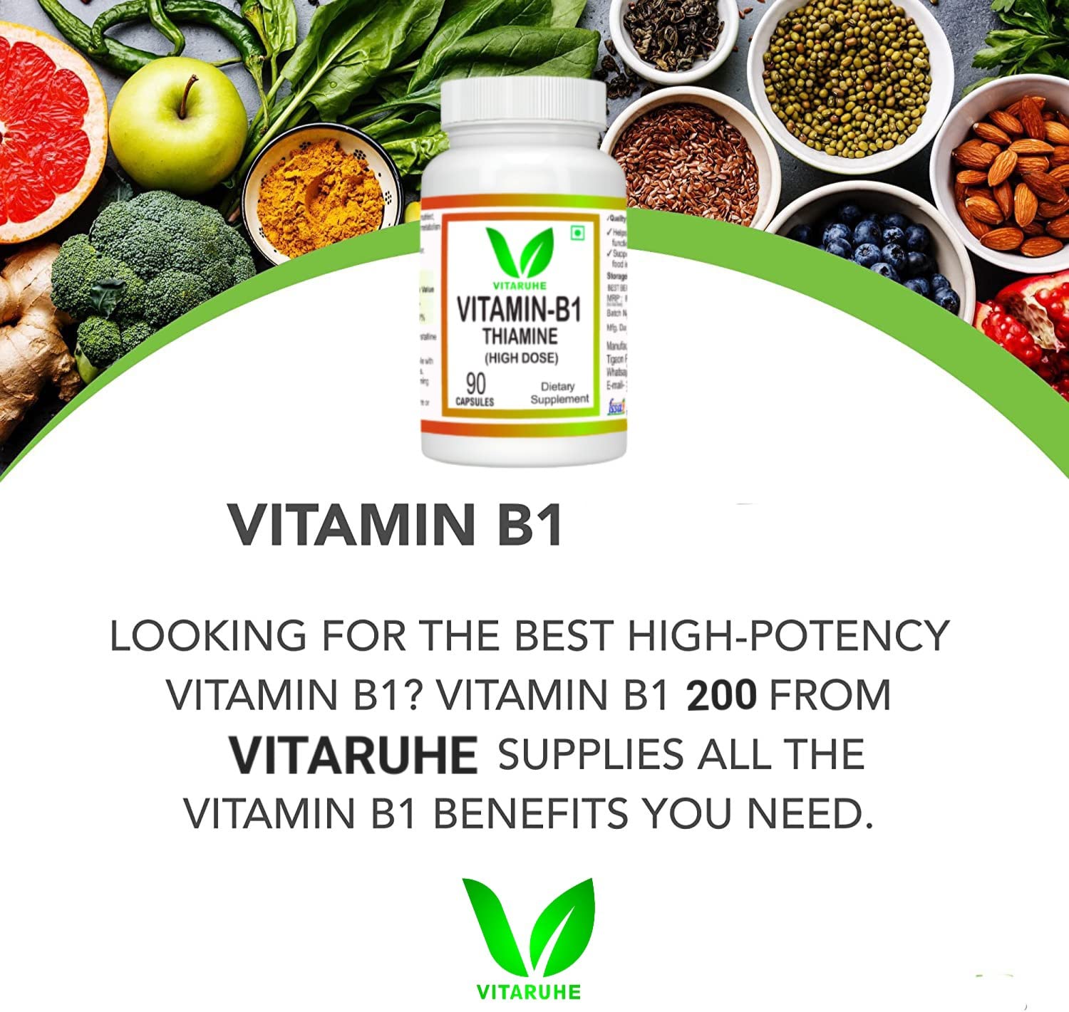 VITARUHE® Vitamin B1 (Thiamine) High Dose – 90 Capsules