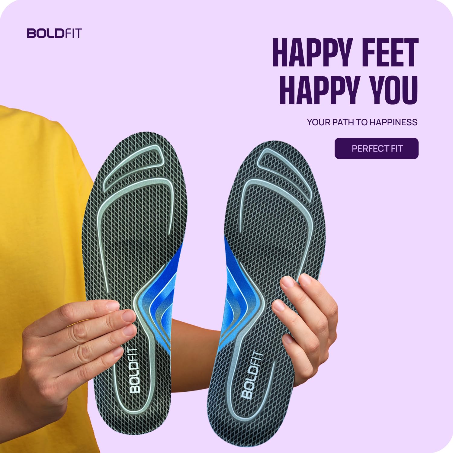 Boldfit Arch Support For Flat Feet Silicone Insole for Shoes Men & Women Flat Foot Correction insoles Orthopedic Gel Flat Feet Arch Support Insole, Plantar Fasciitis Support Trim to Fit UK 9-12 1Pair