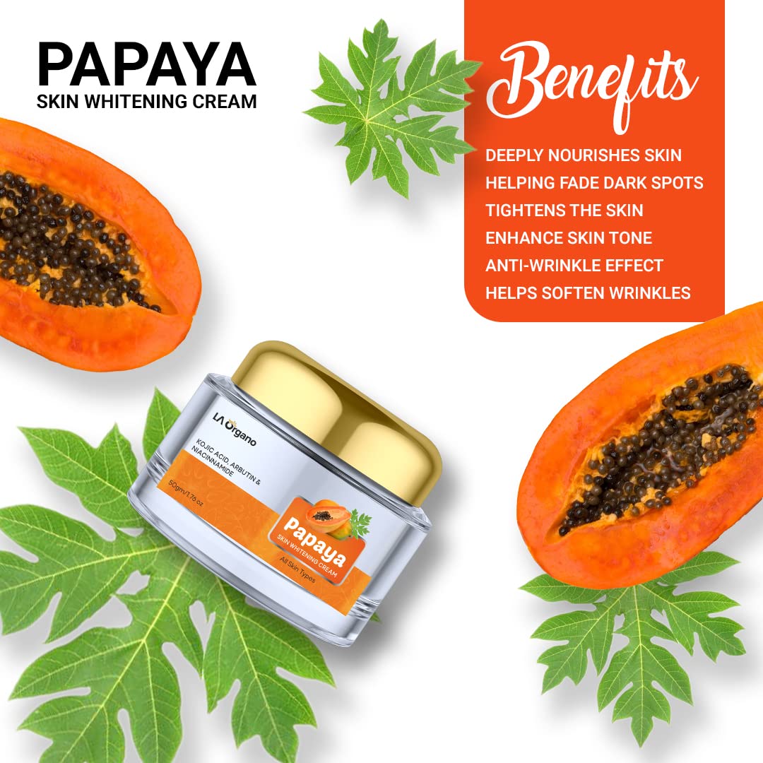 La Organo Papaya Cream for Skin Brightening & Whitening - 50 Gms