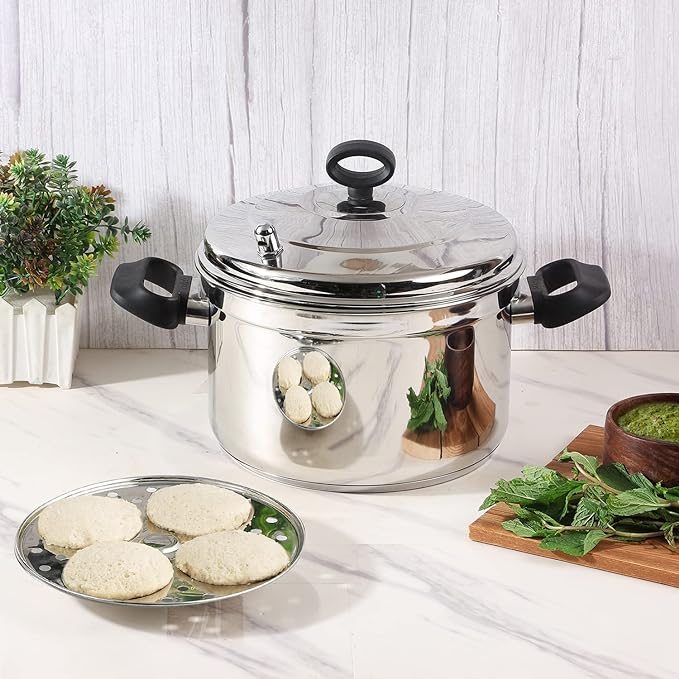 Vinod Classic Stainless Steel Idli Maker Cooker - 6 Deeper Plates | 24 Idlis