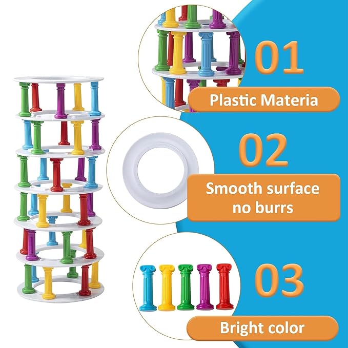 Kidology Tumbling Tower Game Classic Stacking Game Multicolor