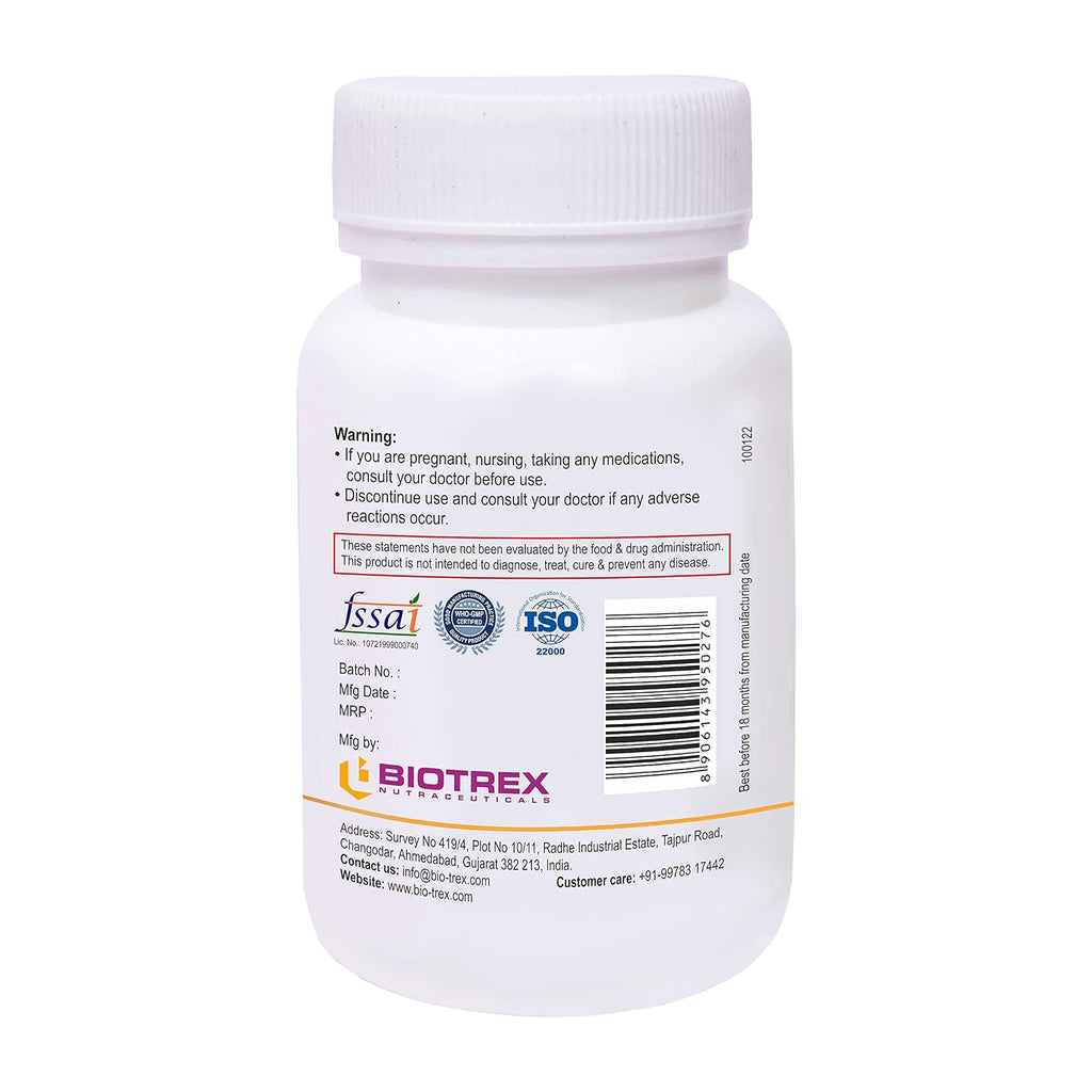 Biotrex Beta Carotene 25000IU - Essential for good vision, healthy hair and skin (60 Capsules), nutritional supplement, multivitamins, vitamin capsules, for men, women and adults, health supplements,