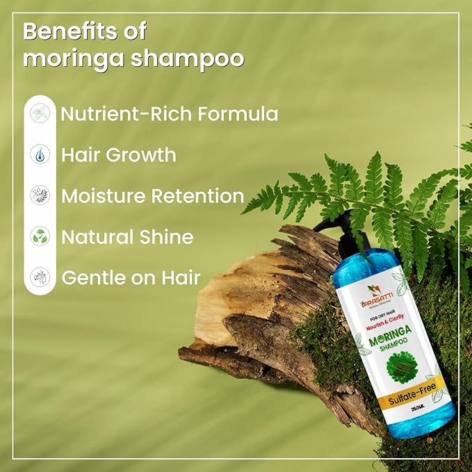 Prasatti Herbal Organic Moringa Shampoo | Herbal and Natural With the Power of Neem & Aloe Vera - 250 Ml