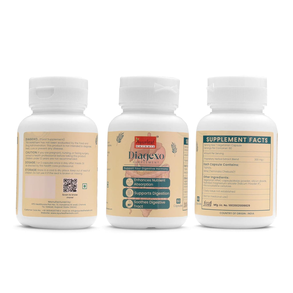 Ayurleaf Herbals - Diagexo Extract Blended Capsules 300 Mg | 60 Veggie Capsules for Men and Women