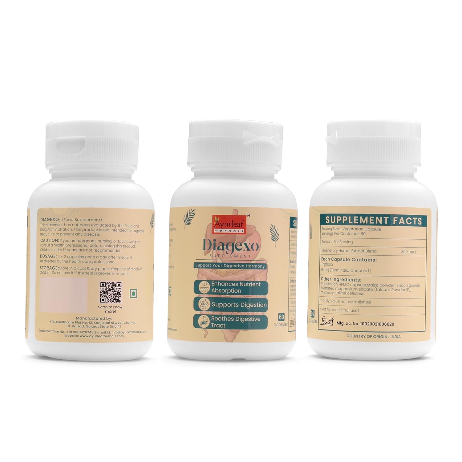 Ayurleaf Herbals - Diagexo Extract Blended Capsules 300 Mg | 60 Veggie Capsules for Men and Women