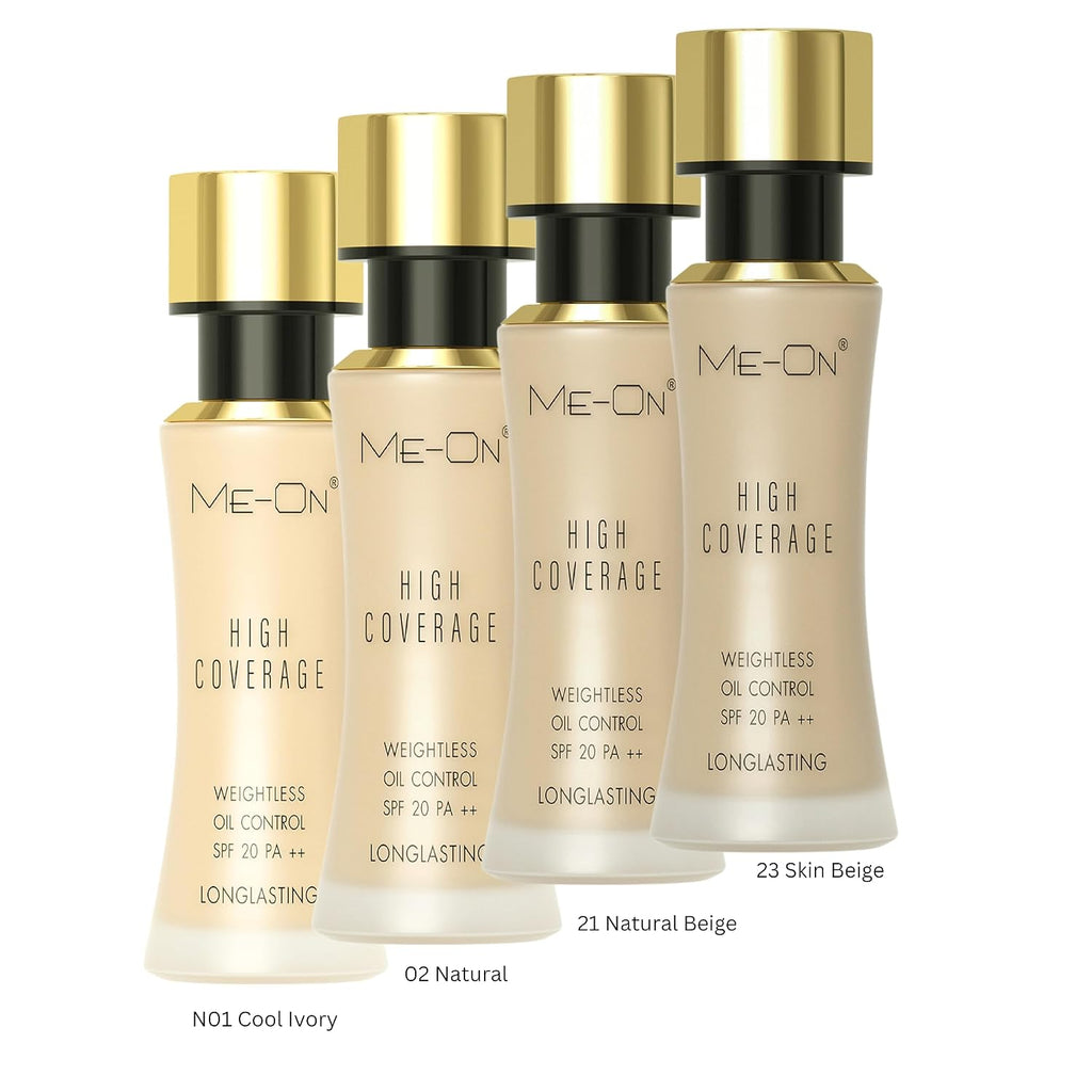ME-ON High Coverage Natural Cream Foundation For All Skin Type (Shade 01 - Ivory)